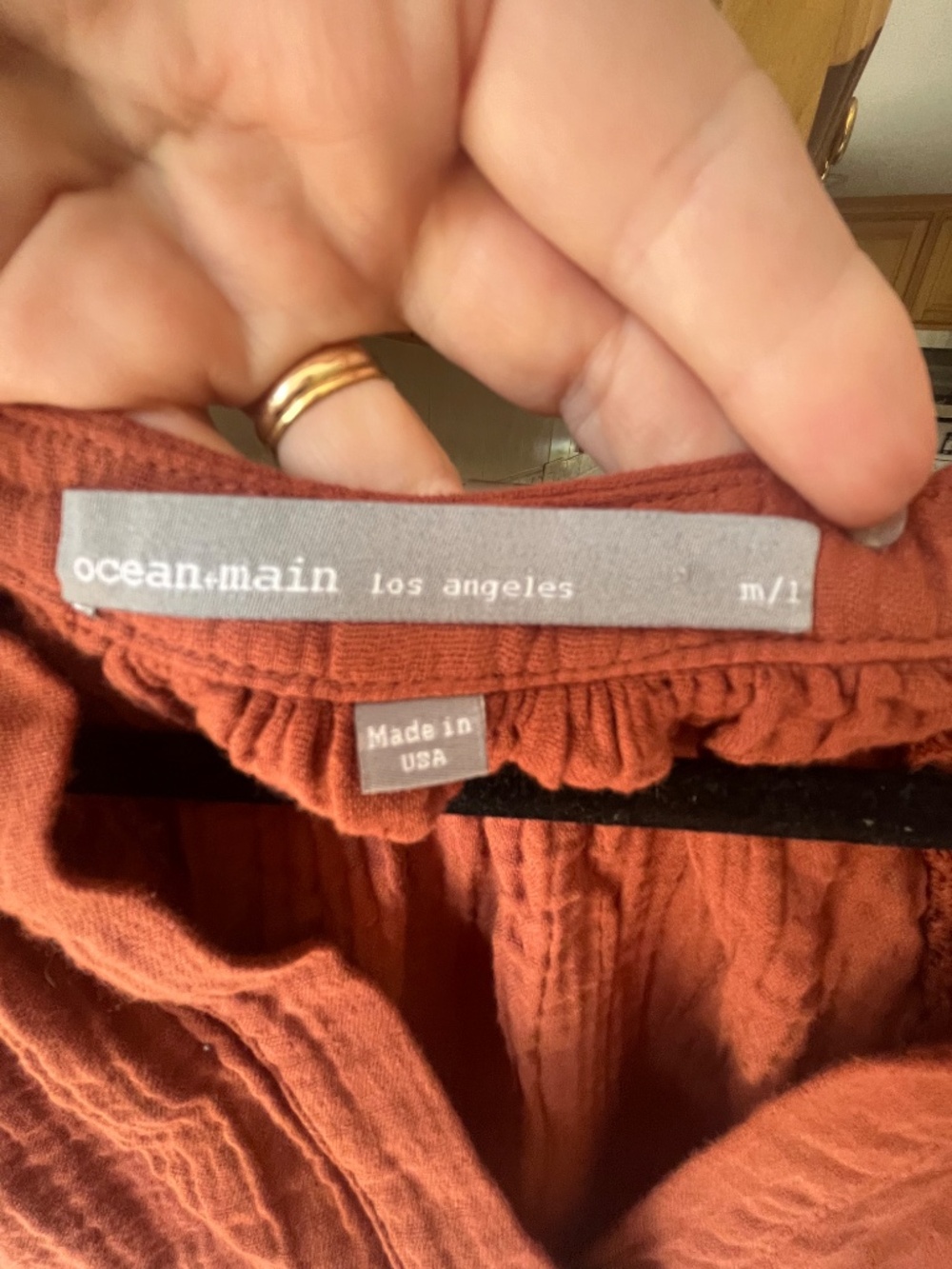 Ocean+Main Gauze Rust Top, M/L - Picture 2 of 3